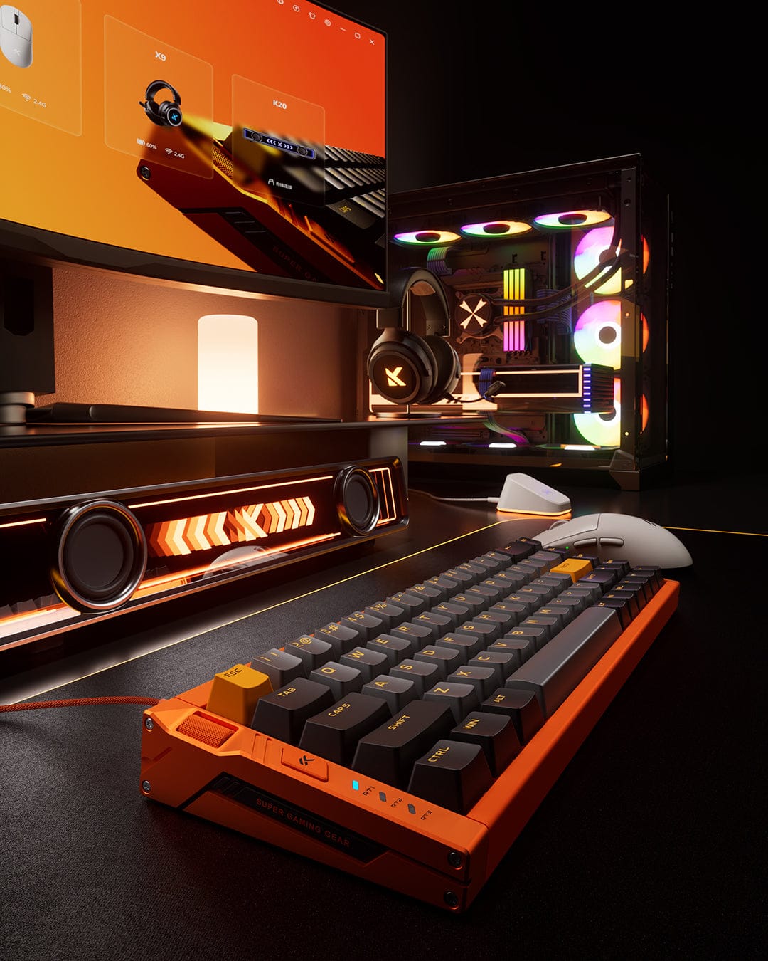 Lifestyle desk setup featuring the MCHOSE Ace 68 Turbo.