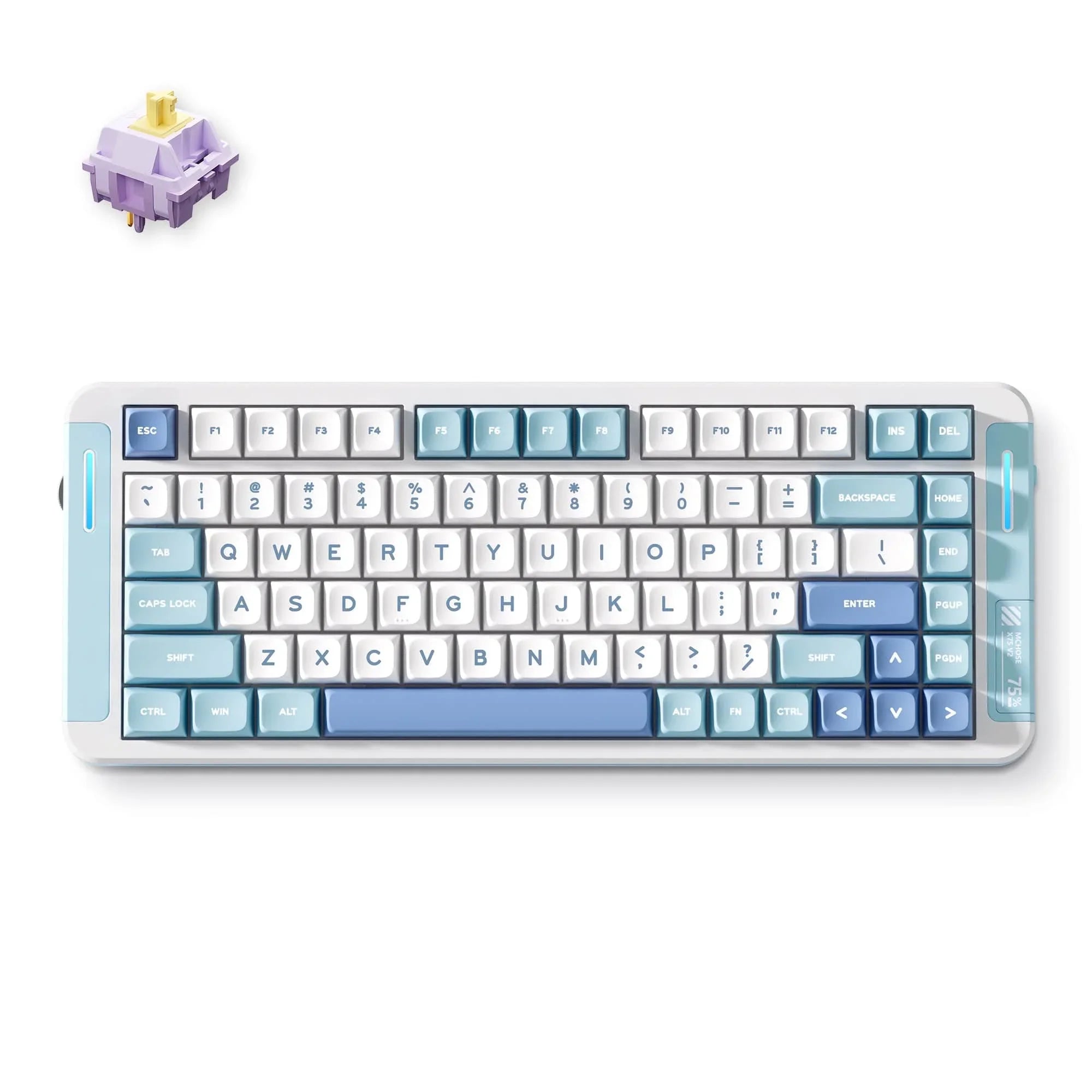 MCHOSE Official Keyboard Blue / Hyacinth Switch MCHOSE X75 V2 Custom Mechanical Keyboard for Office & Gaming