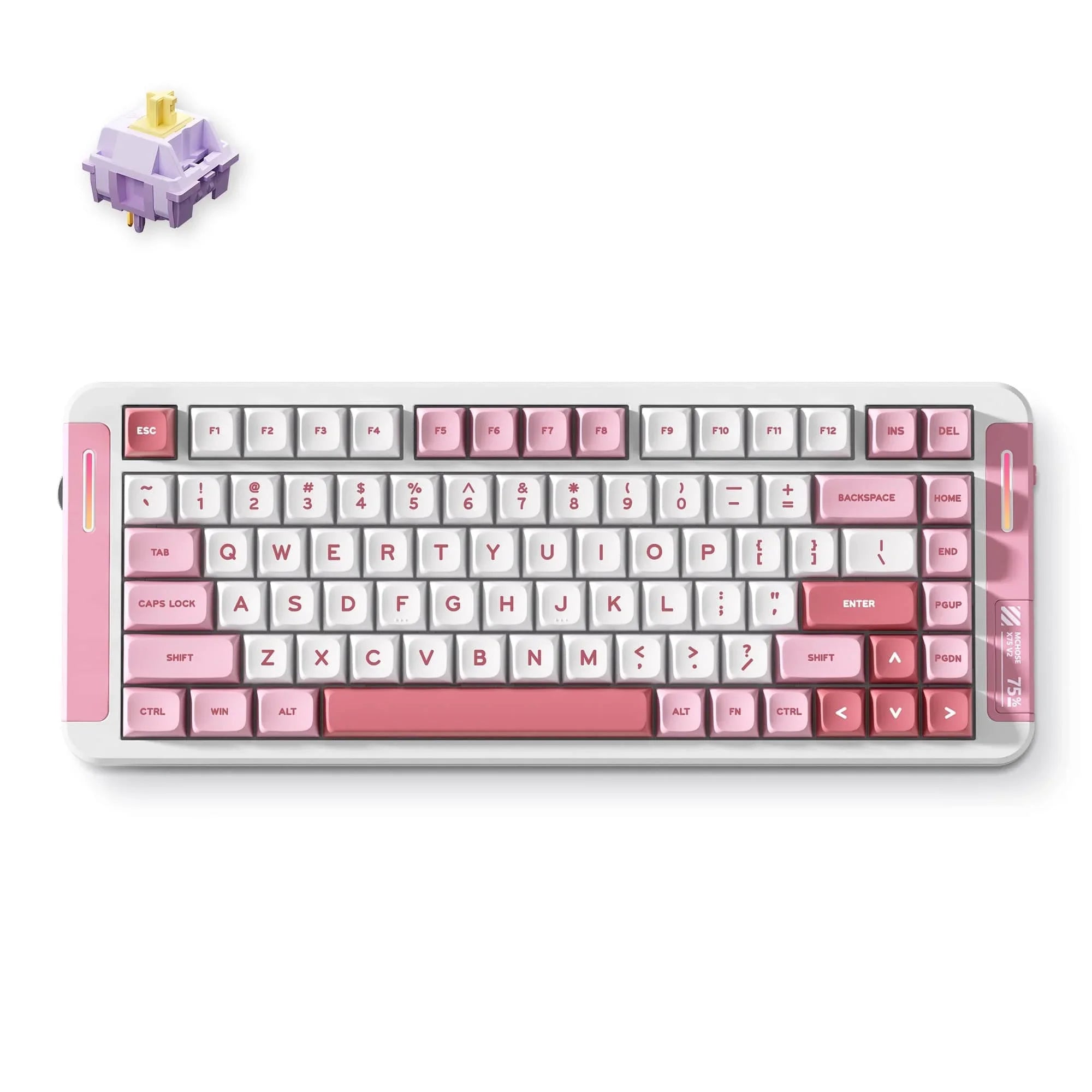 MCHOSE Official Keyboard Pink / Hyacinth Switch MCHOSE X75 V2 Custom Mechanical Keyboard for Office & Gaming