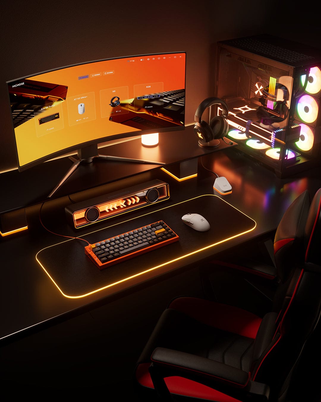 Lifestyle desk setup featuring the MCHOSE Ace 68 Turbo.