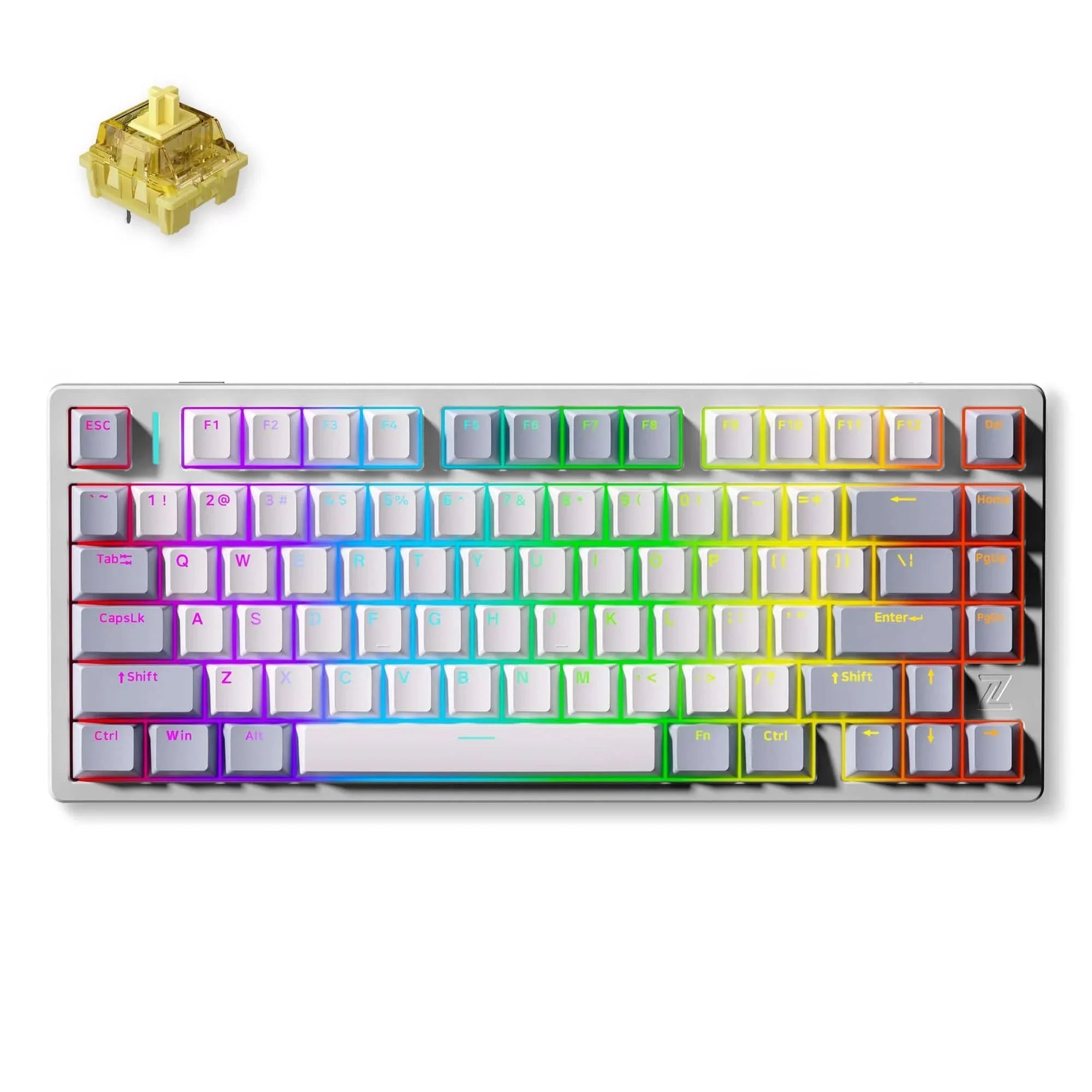 MCHOSE Official Keyboard Silver-No surround light / Cream Shaft Switch MCHOSE Z75 Metal Top Cover Mechanical Gaming Keyboard