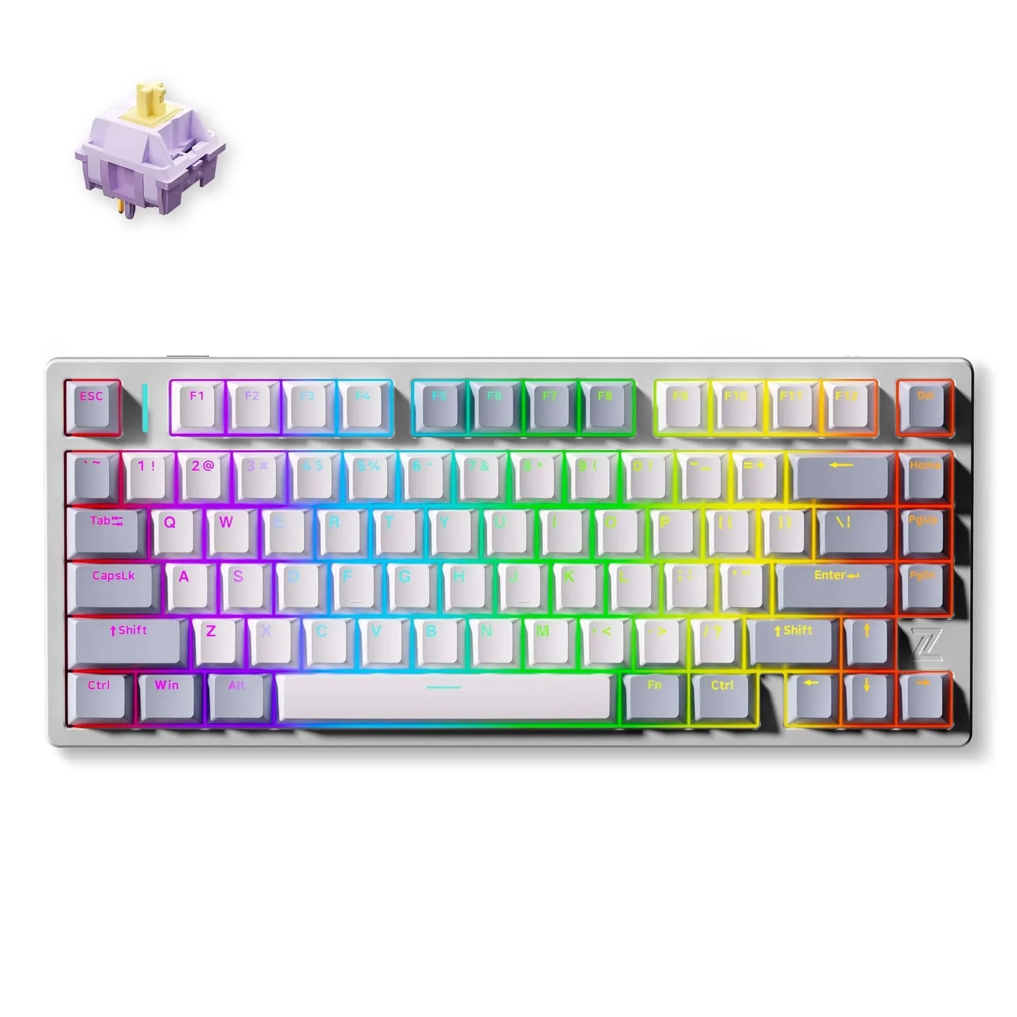 MCHOSE Official Keyboard Silver-No surround light / Hyacinth Switch MCHOSE Z75 Metal Top Cover Mechanical Gaming Keyboard